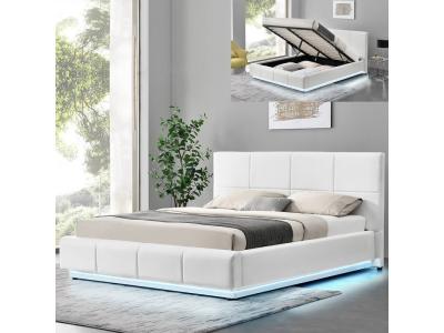 Lit design alexi avec sommier et coffre de rangement - blanc - 180x200