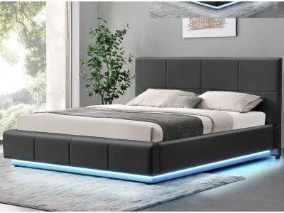 Lit design Alexi avec sommier et coffre de rangement - Gris - 140x190