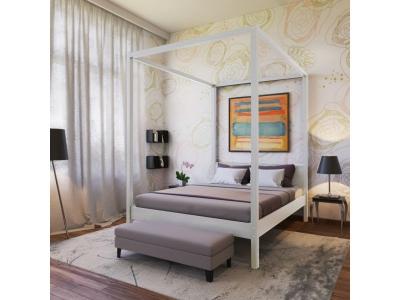 Lit double &agrave; baldaquin ROMANCE 140x190 / Blanc