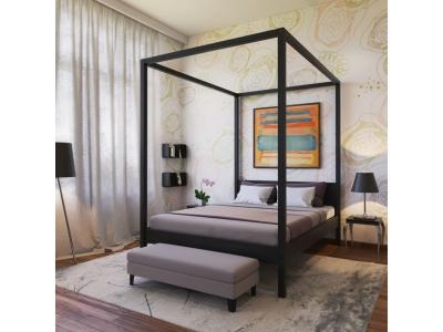 Lit double &agrave; baldaquin ROMANCE 140x190 / Noir 