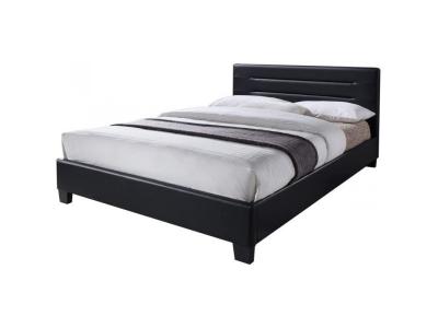 Lit double noir 160x200 t&ecirc;te de lit, pieds et sommier int&eacute;gr&eacute;s - bali