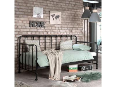 TERRE DE NUIT Lit enfant banquette &agrave; barreaux en m&eacute;tal 90x200 cm - LT2060