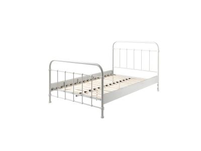 TERRE DE NUIT Lit enfant en m&eacute;tal blanc avec sommier 120x200