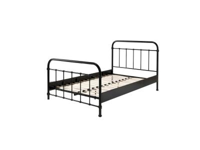TERRE DE NUIT Lit enfant en m&eacute;tal noir avec sommier 120x200