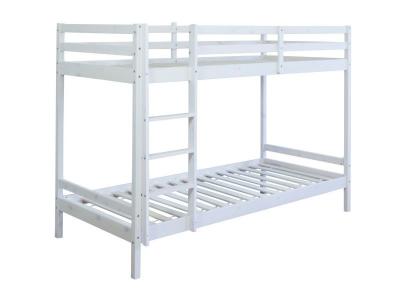 DECOSHOP26 Lit enfant superpos&eacute; en bois avec sommier &agrave; lattes 90x200 cm blanc lit06097