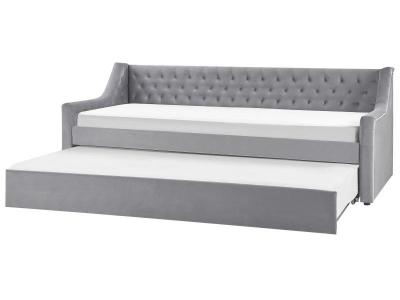 BELIANI Lit gigogne en velours gris 90 x 200 cm montargis 253074