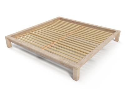 ABC MEUBLES - Lit King Size 200 x 200 cm bois - (Brut - 200x200)
