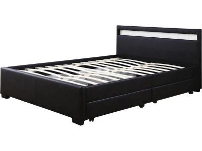 Lit LED avec 4 tiroirs 'Nico' - 140 &times; 190 cm - Noir