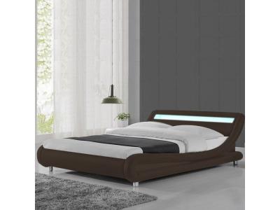Lit led design Julio - Couleurs - Marron, Tailles - 140x190