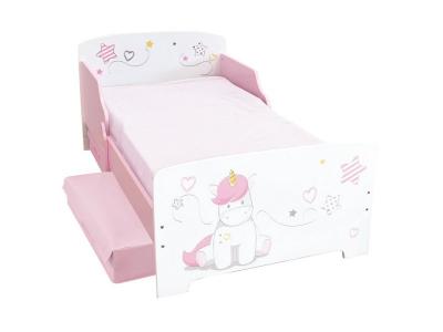 JEMINI LICORNE Lit 140x70 cm avec lattes avec 2 tiroirs de rangement pour enfant