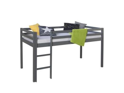 DECOSHOP26 Lit mezzanine pour enfant 90x200cm avec &eacute;chelle en bois gris lit06171