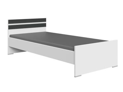 PEGANE Lit pour enfant coloris blanc, rechampis graphite - longueur 204 x hauteur 71 x largeur 96 cm