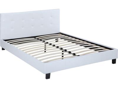 Lit ""Julia pouces - 140 x 190 cm - Blanc - Blanc.