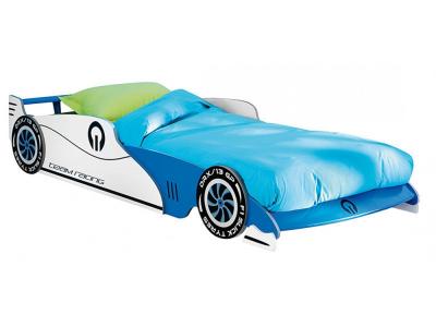 PEGANE Lit voiture enfant bleu, sommier inclu, 209 x 40.5 x 101.5 cm --