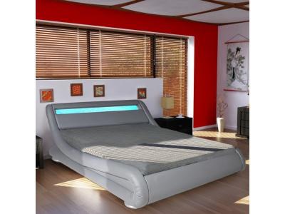 Lit WAVE 160x200 LEDS int&eacute;gr&eacute;es + 1 sommier / Gris 