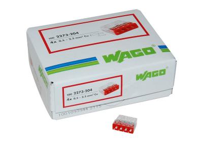 WAGO Bornes 4 entr&eacute;es (0.5-2.5mm) OR boite de 100 pi&egrave;ces -  - 2273-204