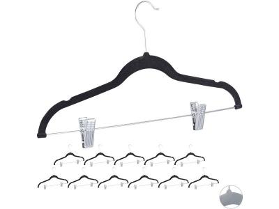 HELLOSHOP26 Lot de 12 cintres pinces en velours noir  13_0000754