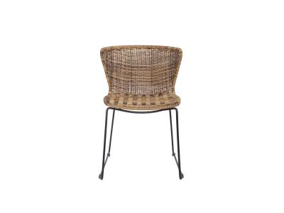 Lot De 2 Chaises 55x54x78 Cm En R&eacute;sine Tress&eacute;e Imitation Rotin Marron