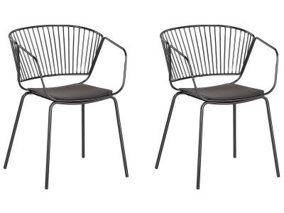 Beliani - Lot de 2 chaises en m&eacute;tal noir RIGBY