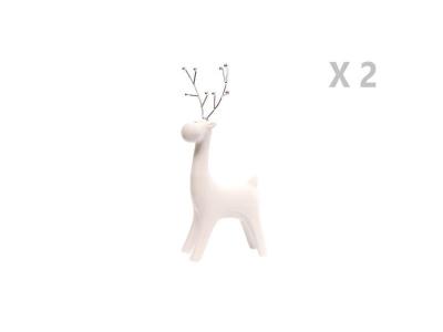 TOILINUX Lot de 2 d&eacute;coration de no&euml;l design renne ice xmas - blanc