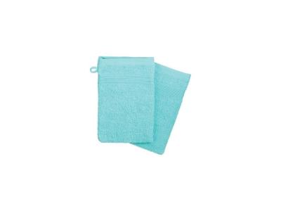 PARIS PRIX Lot De 2 Gants De Toilette Praia Bleu Turquoise 15x21cm - Atmosphera