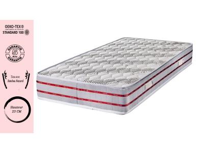  Lot de 2 Matelas Bambou 90x190 x 23 cm + 2 Al&egrave;ses + 2 Oreillers Visco - Ferme - Noyau Poli Lattex HR Derni&egrave;re G&eacute;n&eacute;ration - Tr&egrave;s Respirant 