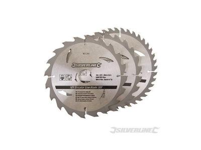 SILVERLINE Lot de 3 lames TCT &Oslash;184 mm Al&eacute;sage 30 mm - 20, 24 et 40 dents - 801292