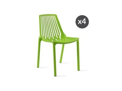 OVIALA  - Lot de 4 chaises en plastique vert - Vert