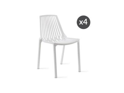 OVIALA  - Lot de 4 chaises en plastique blanc - Blanc