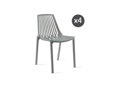 OVIALA  - Lot de 4 chaises en plastique gris - Gris