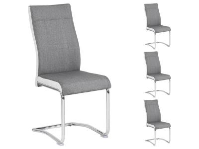 Idimex Lot de 4 chaises ALBA, en tissu gris et blanc