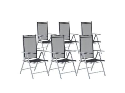 BELIANI  - Lot de 6 chaises de jardin en aluminium noires CATANIA