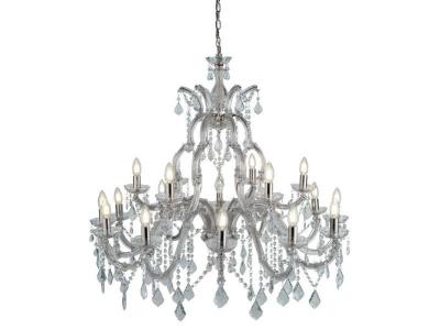 SEARCHLIGHT Lustre marie therese 18 ampoules cristal transparent chrom&eacute; 