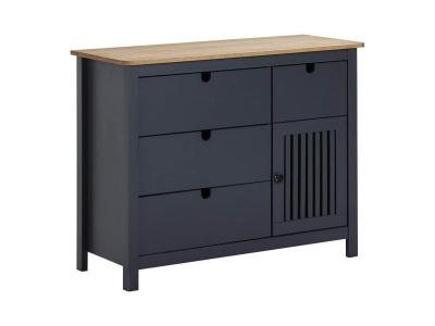 MALIA - Commode 4 Tiroirs 1 Porte Bois Cir&eacute; et Gris Fonc&eacute; - Altobuy