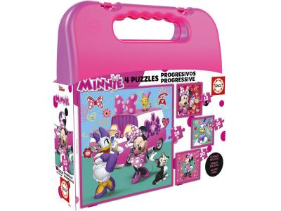 EDUCA Disney 4 Puzzles Minnie Suitcase progressifs - 12-16-20-25 pi&egrave;ces T.U