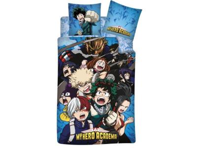 Parure de lit r&eacute;versible 140x200 cm et drap housse 90x200 cm - My Heros Academia