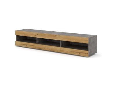 MANTA  meuble tv bas universel 160 cm &agrave; suspendre ou &agrave; poser b&eacute;ton / ch&ecirc;ne artisan