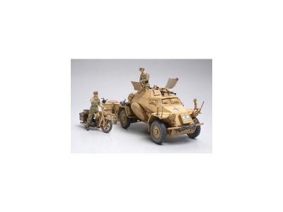 TAMIYA Maquette  Sd.Kfz.222 Afrika Korps avec &eacute;quipage et moto DKW avec