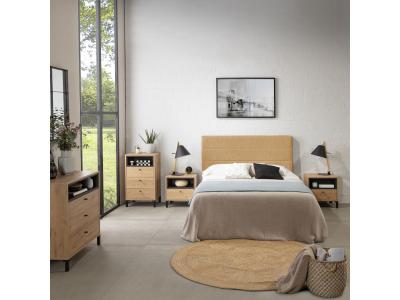 MARCKONFORT T&ecirc;te de lit tapiss&eacute;e 160x60 cm couleur moutarde, 8 cm d'&eacute;paisseur