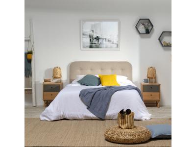 MARCKONFORT T&ecirc;te de lit tapiss&eacute;e saona 160x60 cm couleur beige, 8 cm d'&eacute;paisseur