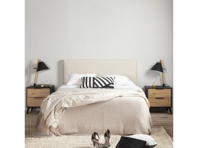 MARCKONFORT T&ecirc;te de lit tapiss&eacute;e 160x60 cm de lin naturel, 8 cm d'&eacute;paisseur