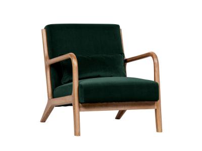 WOOOD Mark - Fauteuil en bois et velours - Couleur - Vert for&ecirc;t