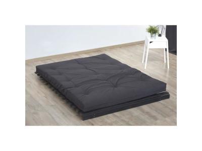 DREAMEA LOVEA Matelas Futon Coton gris anthracite 140x190