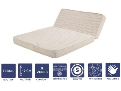  Matelas Ferme Pour tous BZ 120x190 x 10 cm + Oreiller Visco - D&eacute;coupe Assise 60 cm - 5 zones de Confort - Noyau Poli Lattex HR Derni&egrave;re G&eacute;n&eacute;ration - 