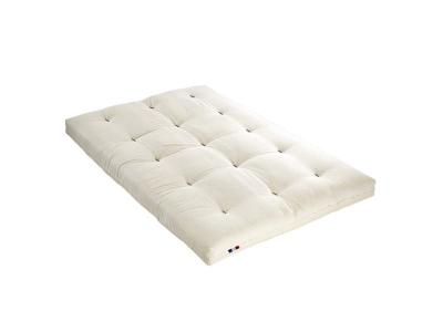 TERRE DE NUIT  - Matelas futon &eacute;cru en coton 160x200 - Ecru