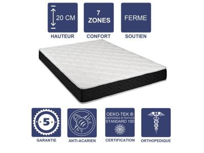 LITERIE JULIEN Matelas Latex 80 Kg/m3 + Aertech+ 35 Kg/m3 160x200 x 20 cm Ferme 7 Zones de Confort - Tr&egrave;s Respirant