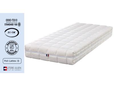  Matelas Latex Naturel 100x200 x 21 cm Ferme + Oreiller Visco + Al&egrave;se - D&eacute;houssable Housse Lavable - 7 Zones de Confort - Noyau Poli Lattex HR Derni&egrave;re G&eacute;n&eacute;ration -