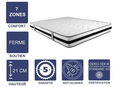  Matelas M&eacute;moire de Forme 60 Kg/m3 100x200 x 21 cm Ferme - 7 Zones de Confort - Noyau Aertech+ 35 Kg/m3 HR Derni&egrave;re G&eacute;n&eacute;ration - Tr&egrave;s Respirant 