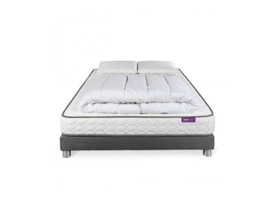 SEPTNUITS Matelas + sommier 140x190 + couette + 2 oreillers Pack Memo 140x190 cm