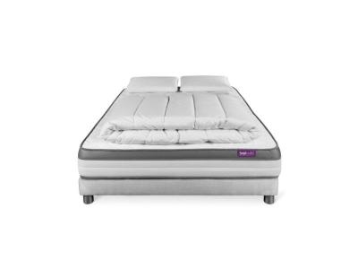 SEPTNUITS Matelas + sommier 140x190 + couette + 2 oreillers Pack Memo zen 140x190 cm